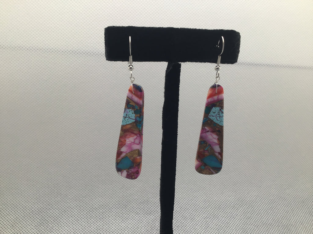 Cultured Turquoise bronze Slab Earrings
