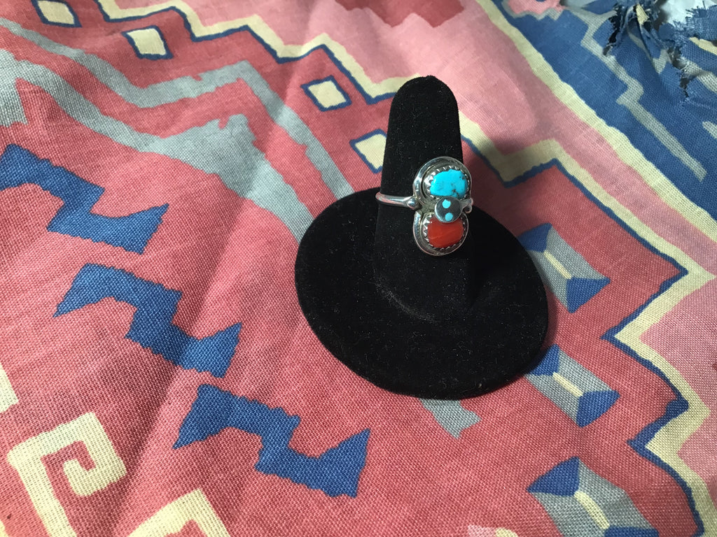 Effie C Turquoise and Coral ring