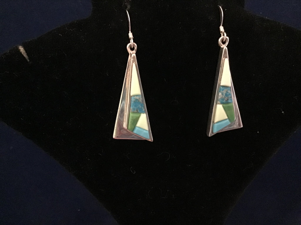 Sterling Cobblestone Mother Earth Inlay Earrings