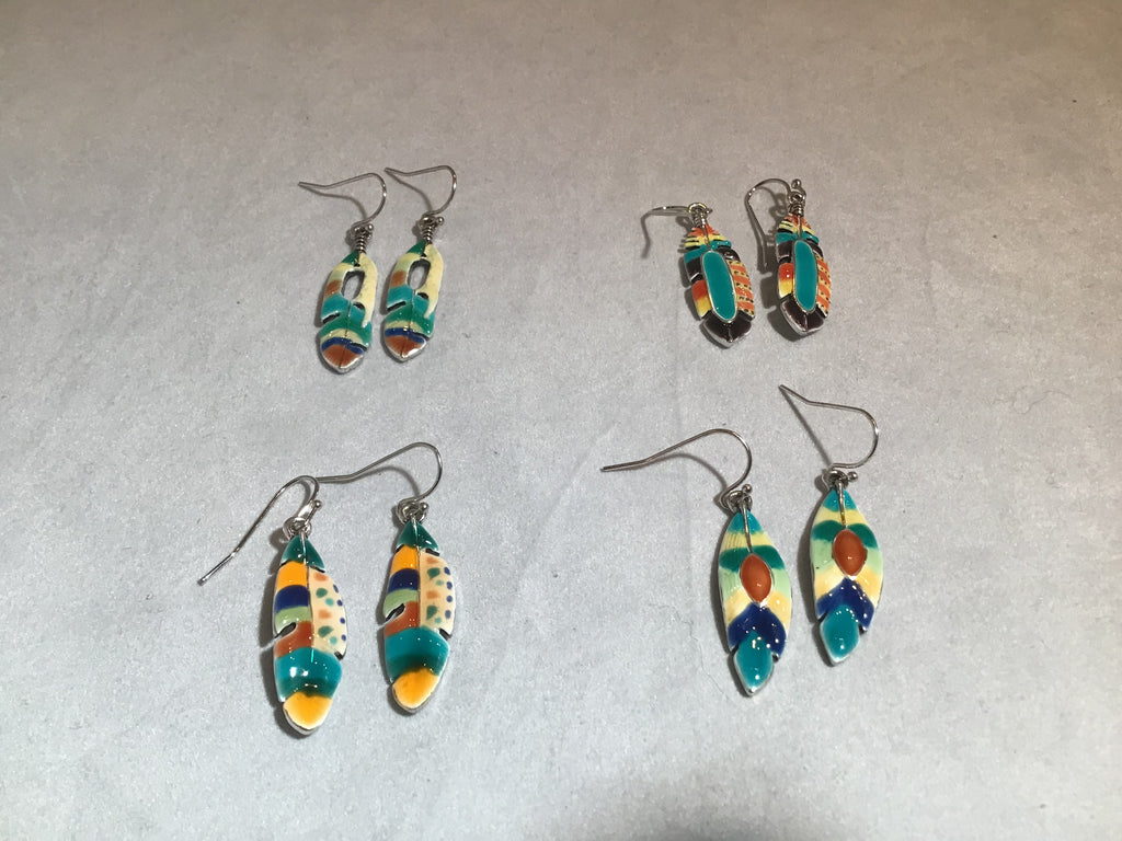 Assorted Ceramic Coat Feather Earrings