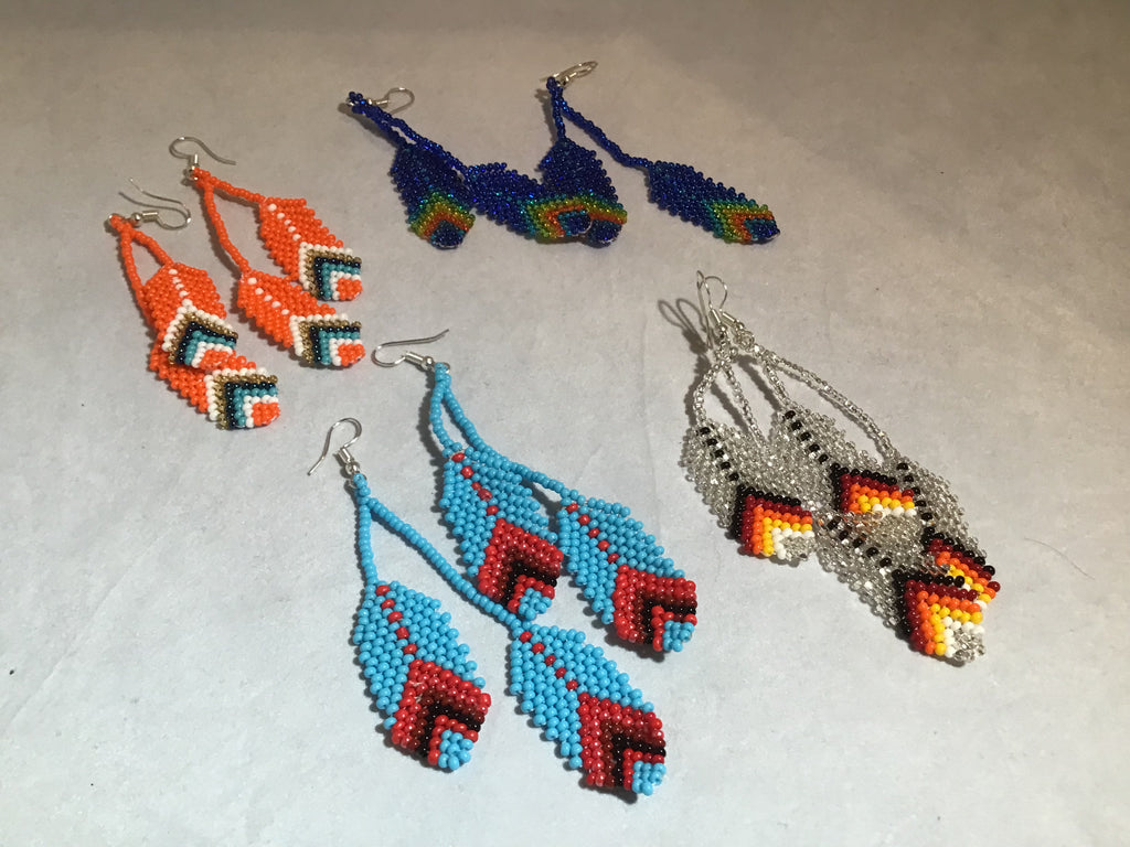 Seed Bead Feather Earrings Color Options