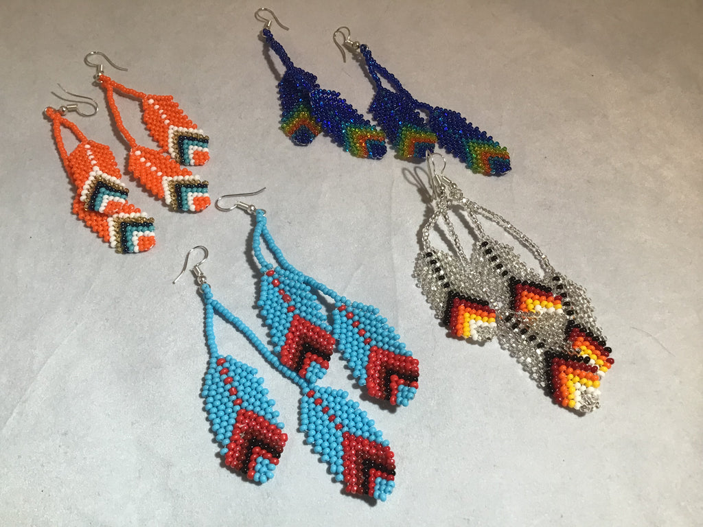 Seed Bead Feather Earrings  color options available