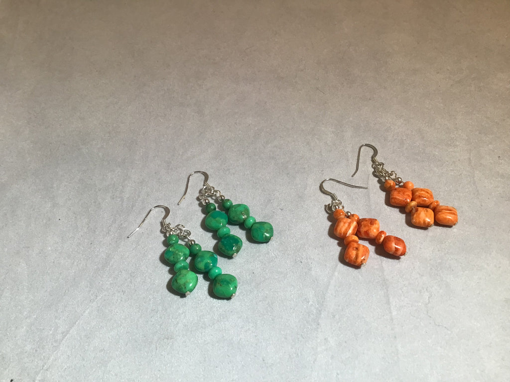Mojave Turquoise or Orange Spiny Oyster Beaded Earrings