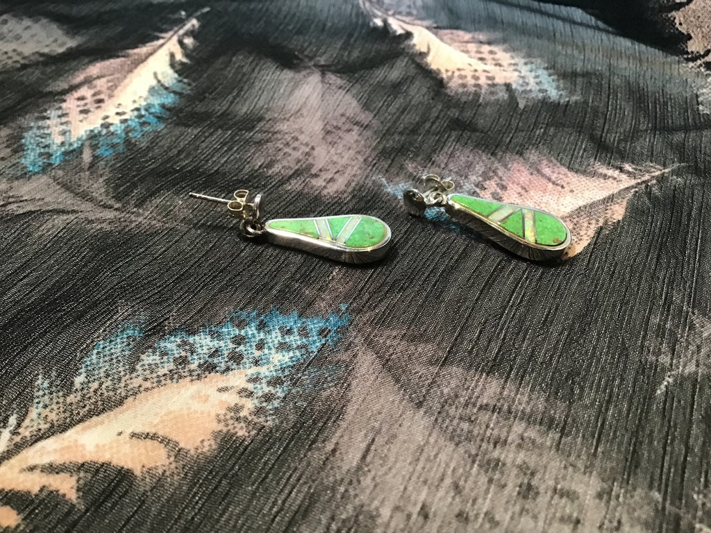 Gaspeite and Fire Opal Earrings