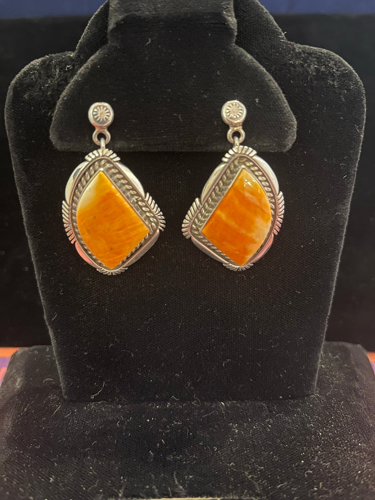 Sterling Orange Spiny Oyster Earrings
