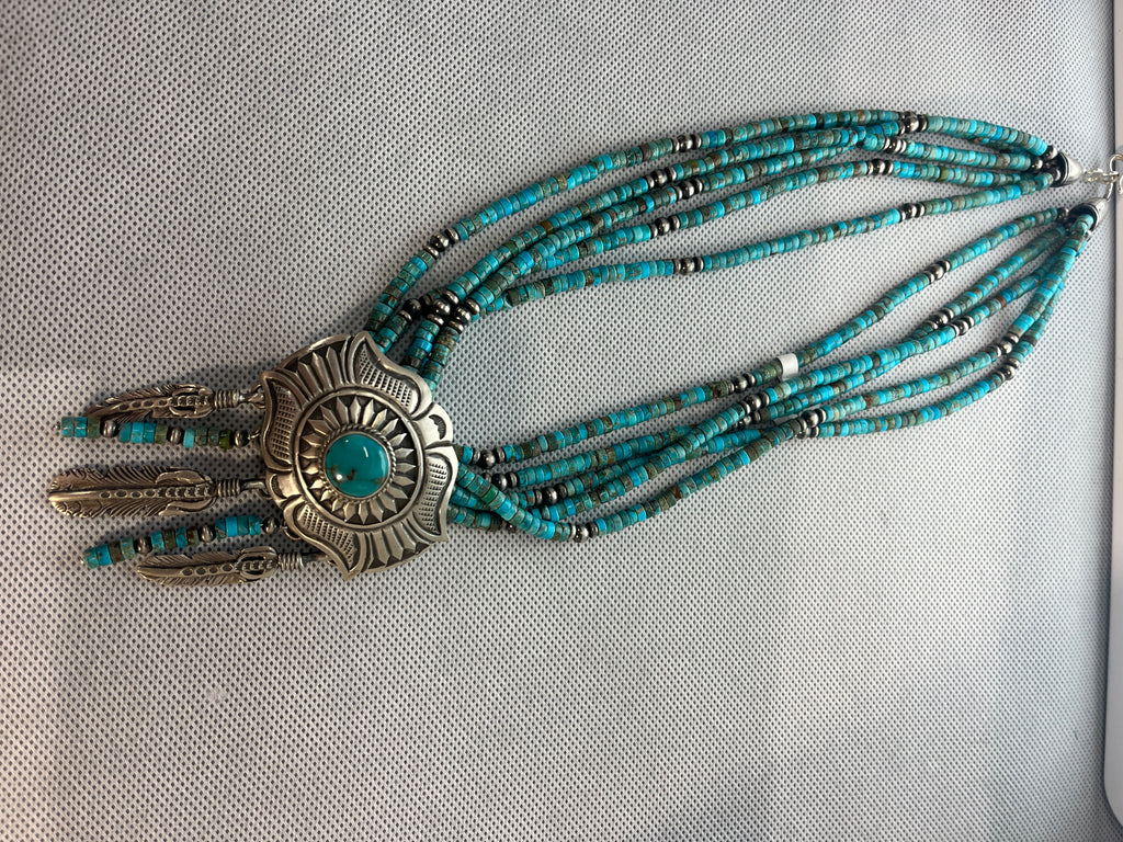 Turquoise Heishi beaded necklace