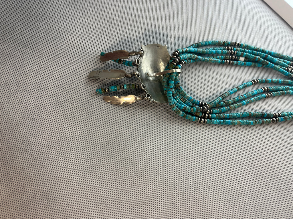 back of turquoise beaded necklace