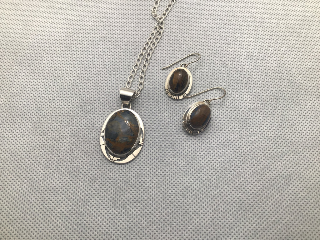 Pietersite Earrings pictured with pendant sold separately 