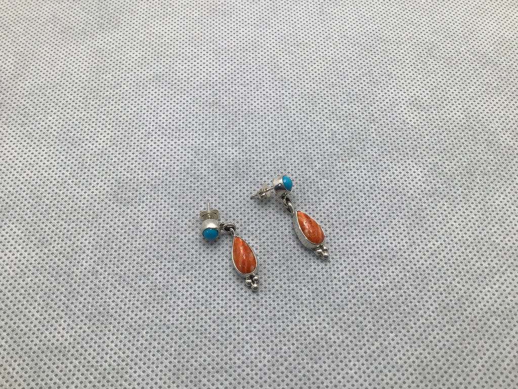 Turquoise and Orange Spiny Oyster Earings