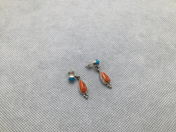 Turquoise and Orange Spiny Oyster Earings