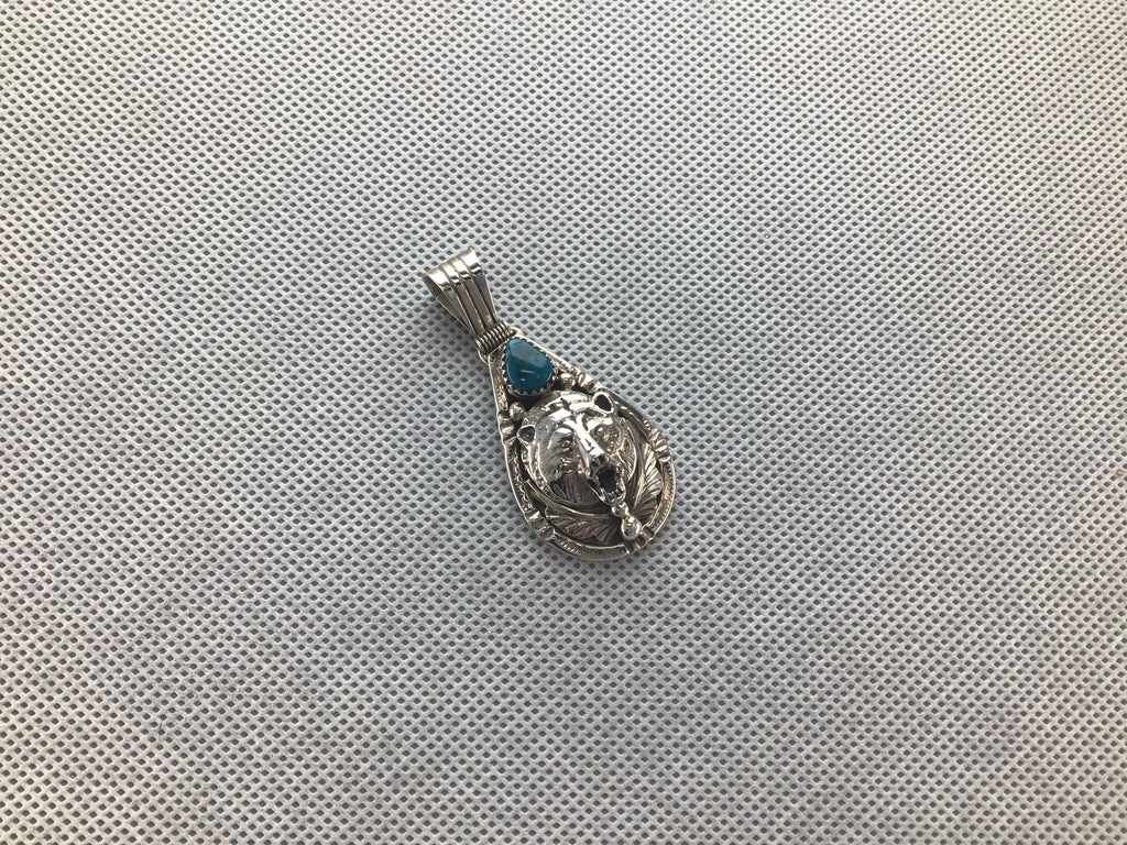 Bear Pendant with turquoise