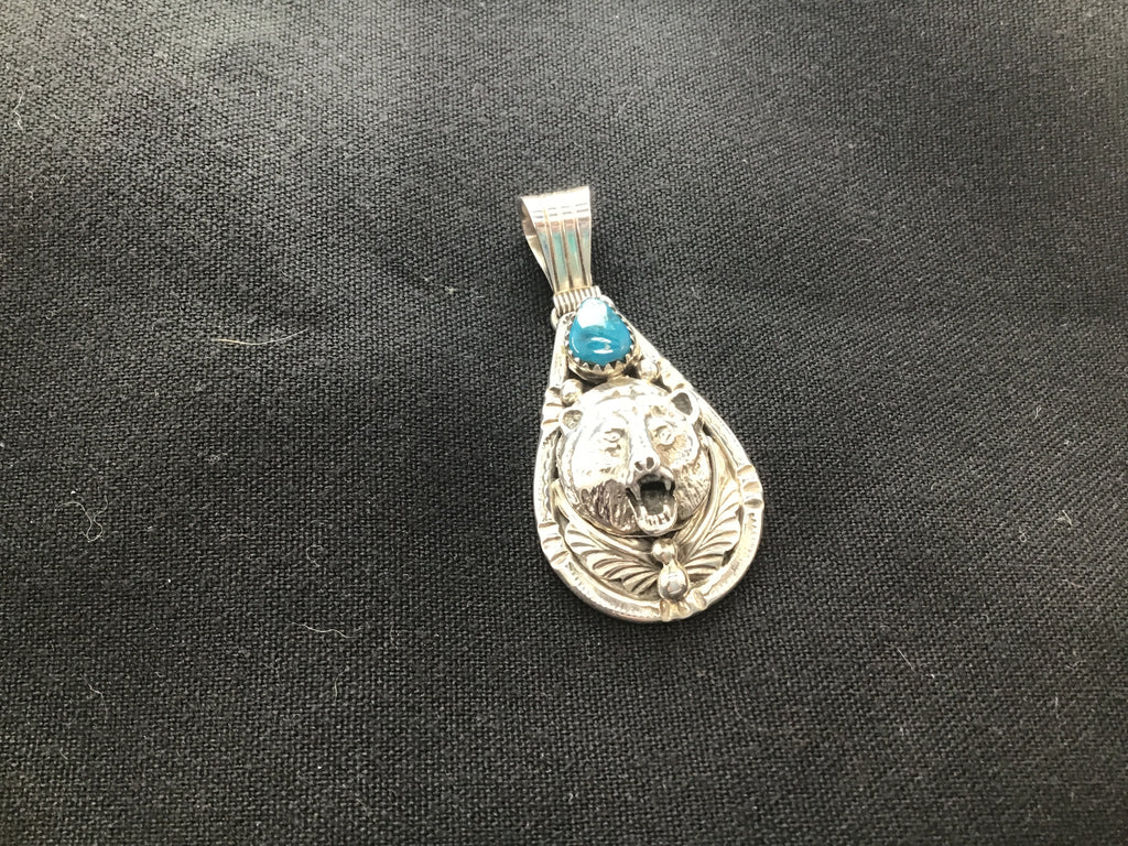 Bear pendant with turquoise