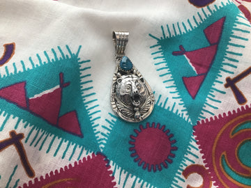 Bear Head Pendant with turquoise