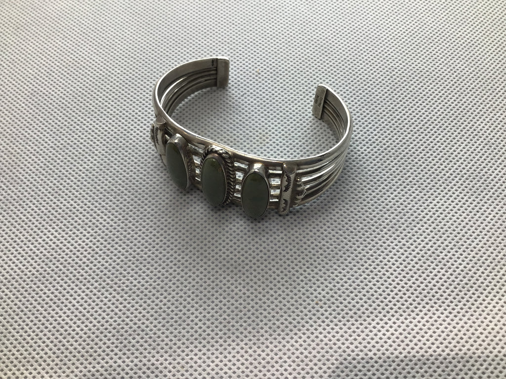 Green turquoise cuff bracelet