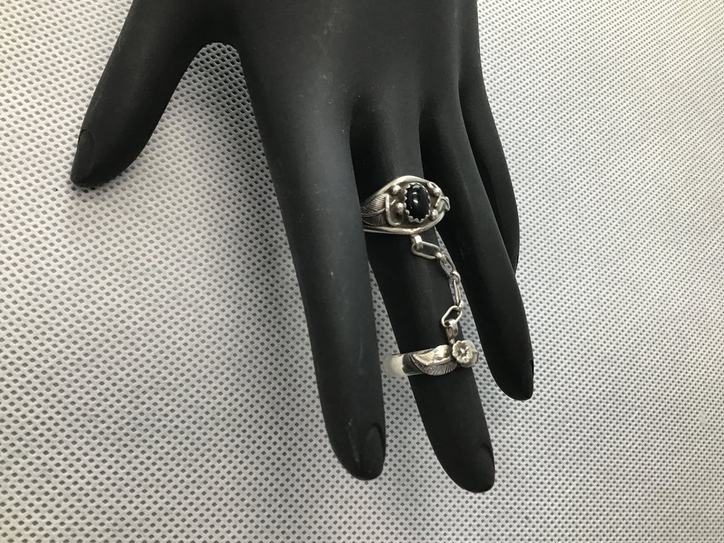 Sterling onyx slave ring