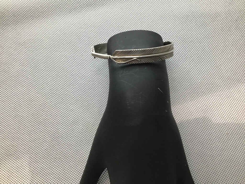 Sterling Feather Bangle Bracelet