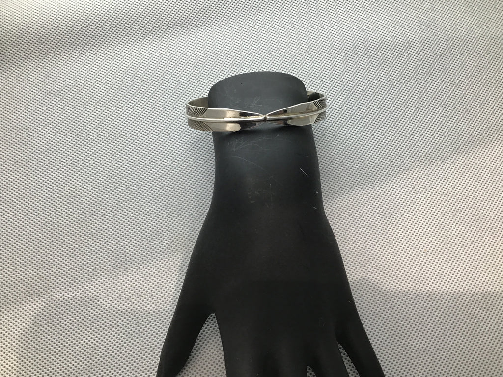 Sterling Feather Bangle Bracelet