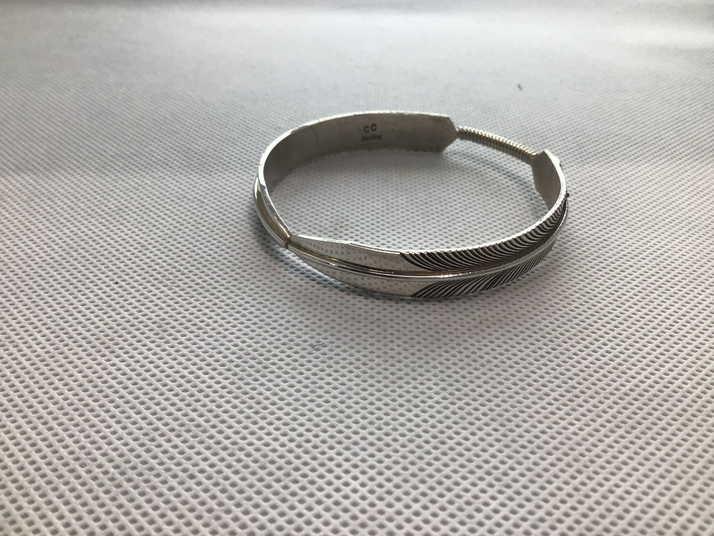 Sterling feather Bangle bracelet