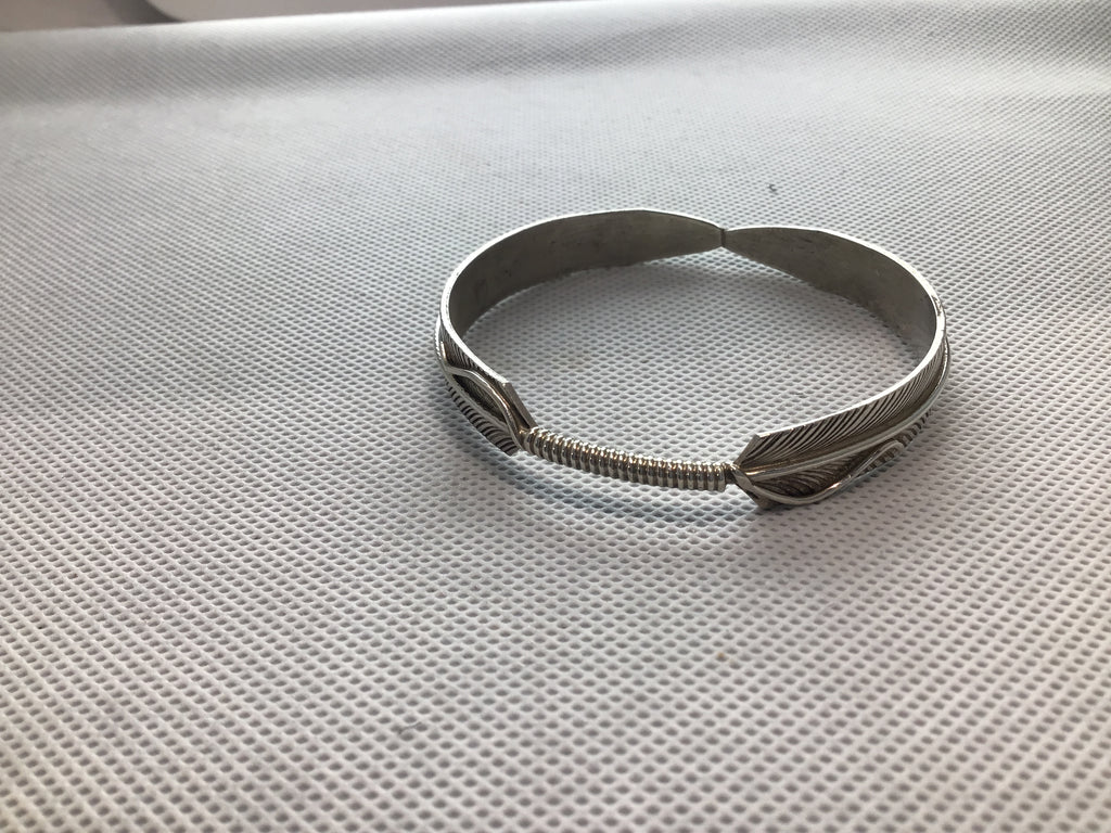Sterling feather bangle