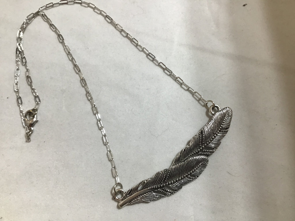 Pewter Feather neckalce