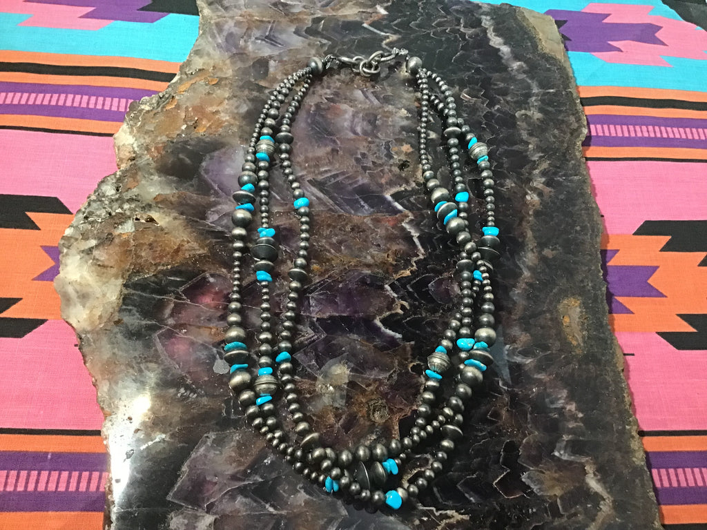 3 strand Navajo Pearls with Turquoise