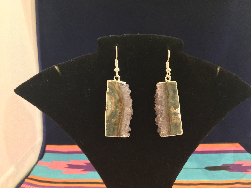 Amethyst Geode Slice Earrings