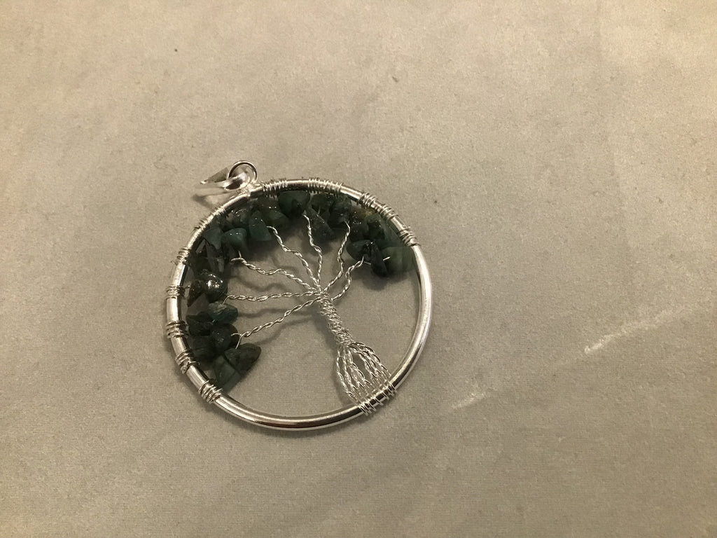 Green Adventurine Chip Tree of Life Pendant