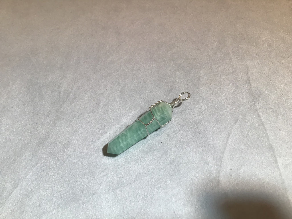 Amazonite crystal point pendant