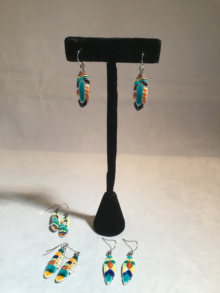 Blue Middle Assorted Color Feather Earring