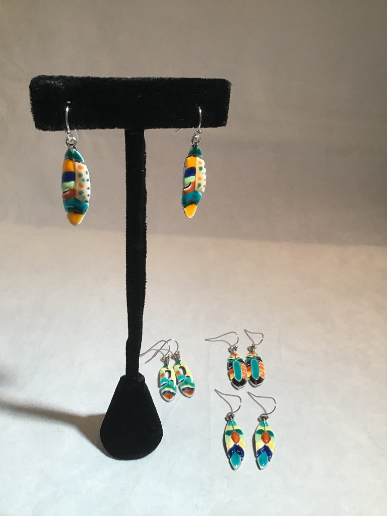 Polka Dot Right Assorted Color Feather Earring