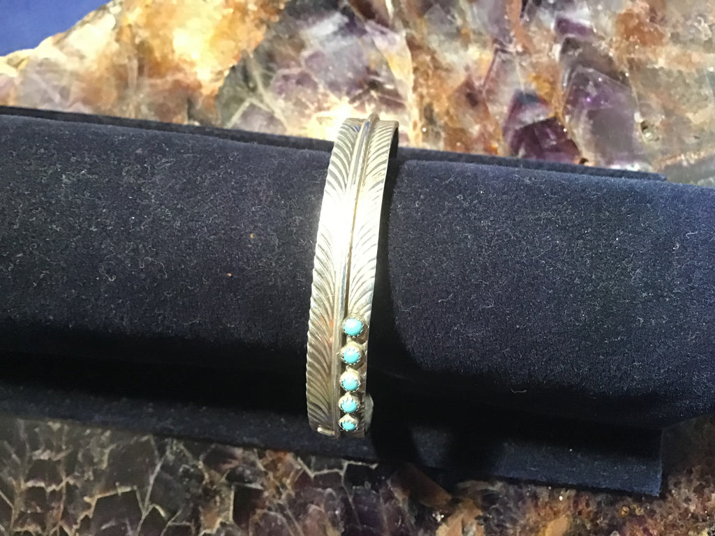Feather Cuff Bracelet with Turquoise