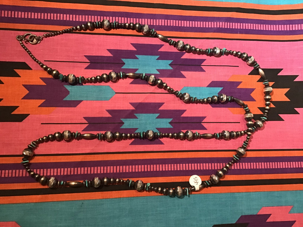 Navajo Pearls with Turquoise Necklace 