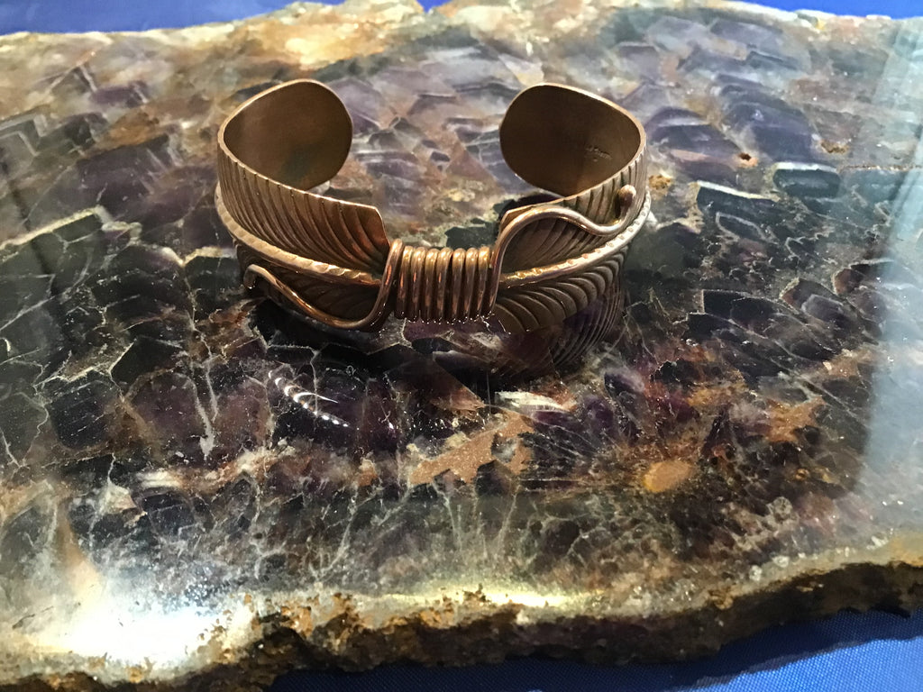 Copper Feather Cuff Bracelet