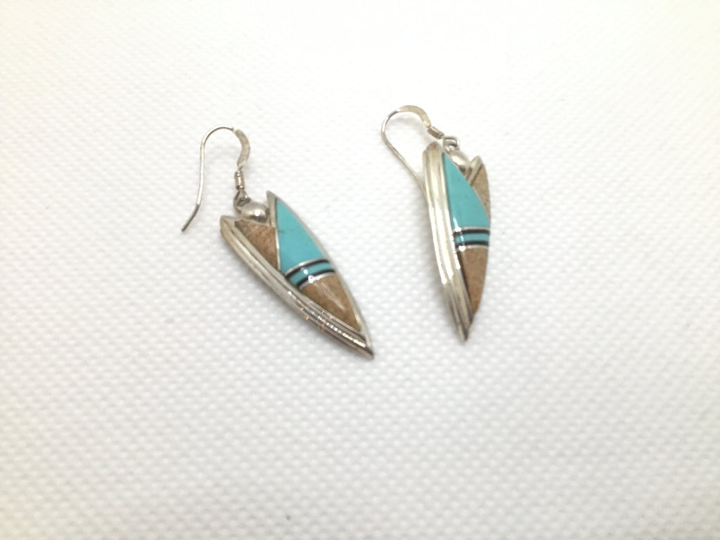 Inlaid jasper and turquoise earrings