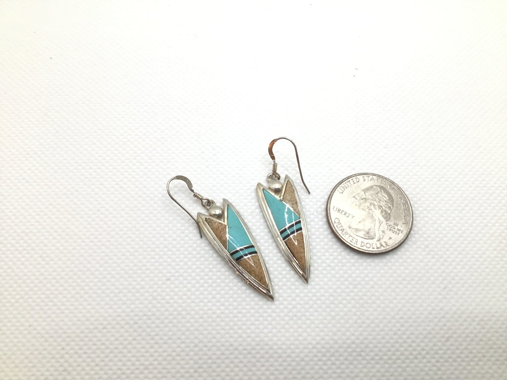 Inlaid jasper and turquoise earrings
